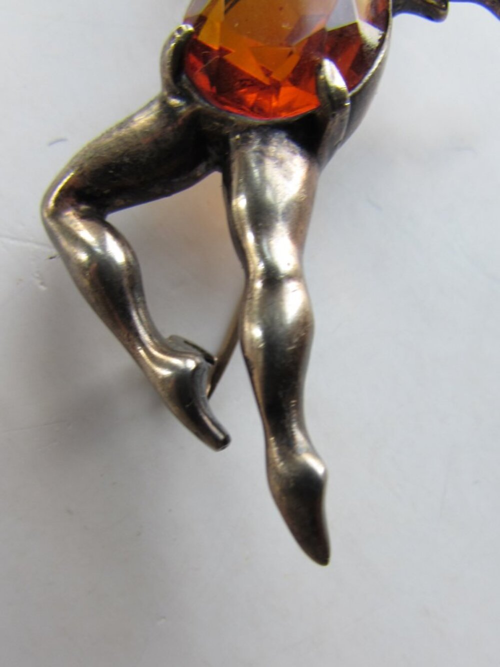 Surprising Brooch Sterling Silver Jelly Belly Rhinestone Flames - Picture 9 of 11